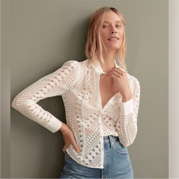 Anthropologie Ivory Lace Blouse - Picture 2 of 8